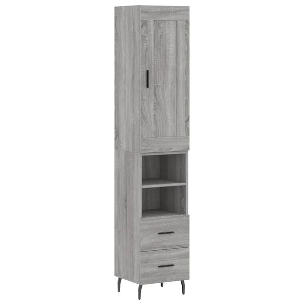 vidaXL Credenza Grigio Sonoma 34,5x34x180 cm in Legno Multistrato