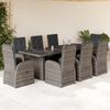 vidaXL Set da Pranzo da Giardino 9 pz con Cuscini in Polyrattan Grigio