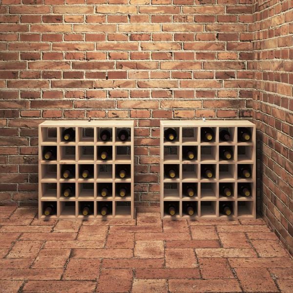 vidaXL Portabottiglie 2 pcs Naturale 56 x 25 x 56 cm Pino massello