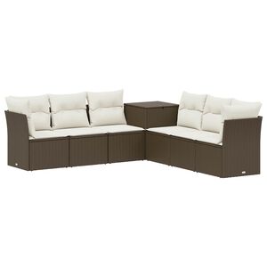 vidaXL Set di divani 7 pz Marrone e Bianco Crema