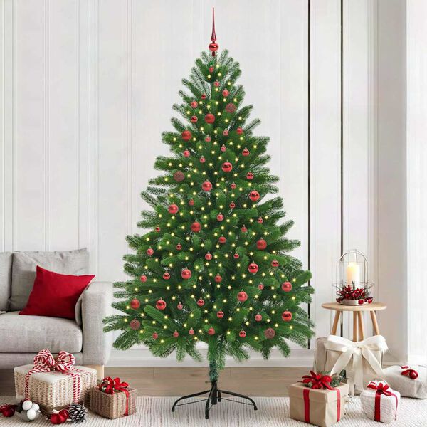 vidaXL Albero di Natale con 300 LED con supporto Verde 210 cm PE
