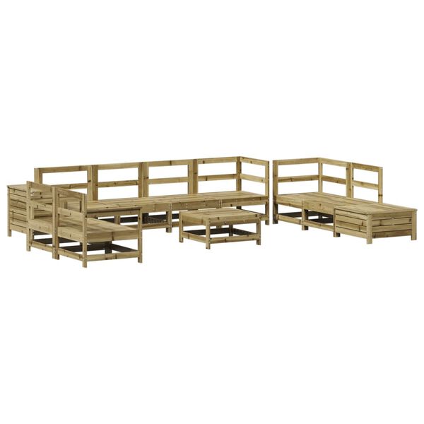 vidaXL Set Divani da Giardino 11 pz in Legno Impregnato di Pino