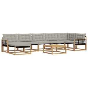 vidaXL Set di divani da esterno 8 pz Bianco e Grigio Chiaro
