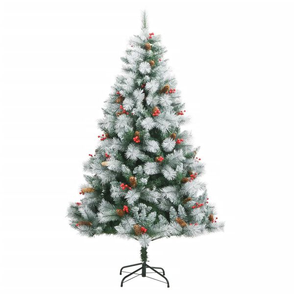 vidaXL Albero Natale Artificiale Incernierato con Pigne e Bacche 210cm