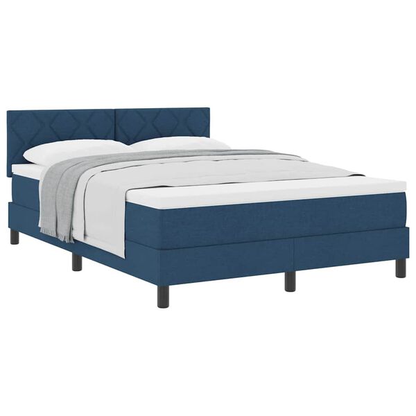 vidaXL Letto box spring con materasso Blu 140 x 190 cm Tessuto