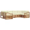 vidaXL Set divani 6 pcs Naturale e Crema Legno di Acacia Massello