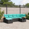 vidaXL Set Divano da Giardino 6 pz con Cuscini Nero in Polyrattan