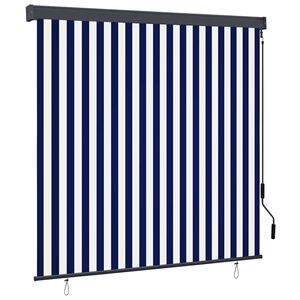 vidaXL Tenda a rullo Blu e Bianco 180 x 250 cm Tessuto e Alluminio