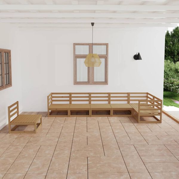 vidaXL Set Salotto da Giardino 7pz Marrone Ambra Legno Massello Pino