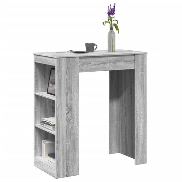 vidaXL Tavolo Bar con Rastrelliera Grigio 95x47x103,5 cm Multistrato