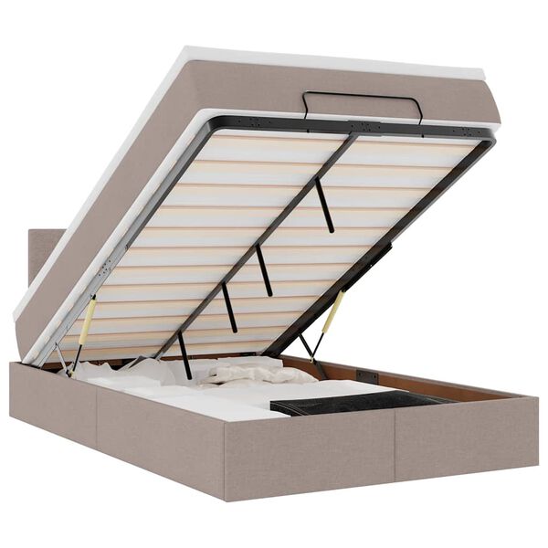 vidaXL Pouf Letto con Materasso e LED Tortora 120x190cm in Tessuto