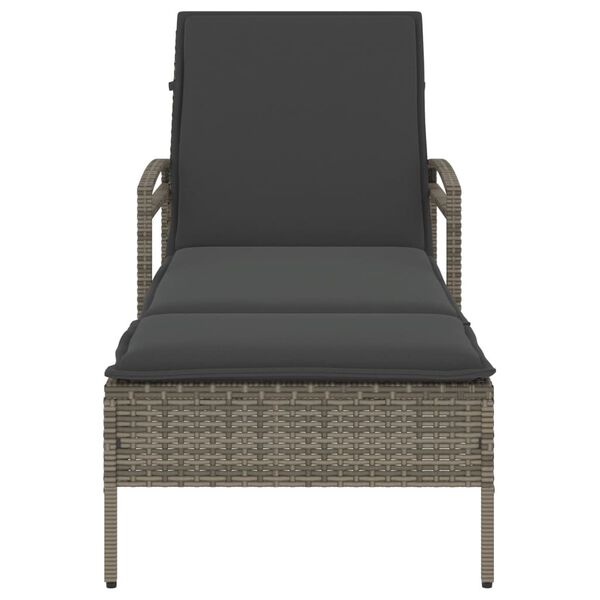 vidaXL Lettino Prendisole con Cuscino Grigio 63x200x81 cm Polyrattan
