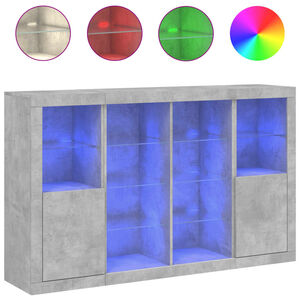 vidaXL Credenze con Luci LED 3 pz Grigio Cemento in Legno Multistrato