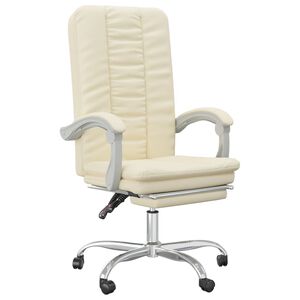 vidaXL Poltrona da Ufficio Reclinabile Crema in Similpelle