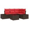 vidaXL Set Divano da Giardino 5 pz Marrone polyrattan