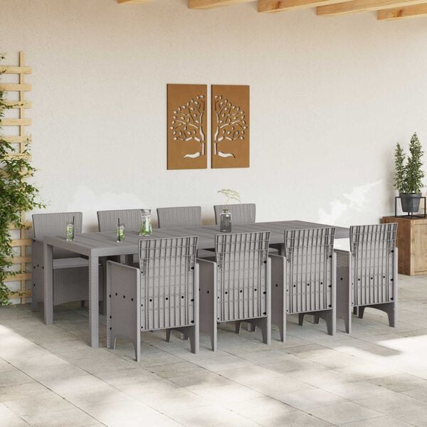 vidaXL Set da Pranzo per Giardino 9 pcs Grigio chiaro Polipropilene