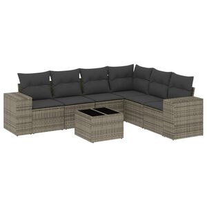 vidaXL Set Divani da Giardino 7 pz con Cuscini Grigio in Polyrattan