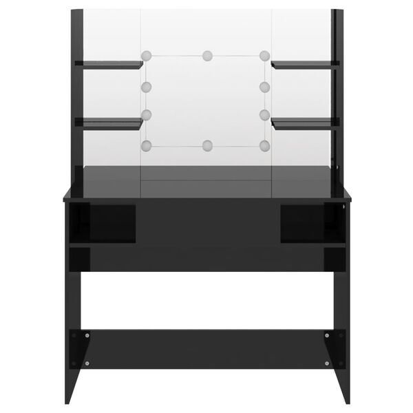 vidaXL Toeletta con Luci LED 100x40x135 cm in MDF Nero Lucido