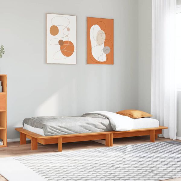 vidaXL Letto senza Materasso Marrone Cera 90x200 cm Legno di Pino