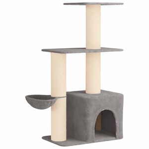 vidaXL Albero per gatti con pali per graffiare in sisal Grigio Chiaro