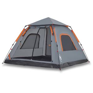 vidaXL Tenda a Cupola 5 Persone Grigio e Arancione a Rilascio Rapido