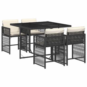 vidaXL Set da Pranzo da Giardino 5 pz Nero con Cuscini in Polyrattan