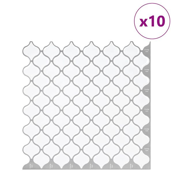 vidaXL Piastrella Lanturn 10 pcs Bianco 27 x 27 cm Poliuretano e PET