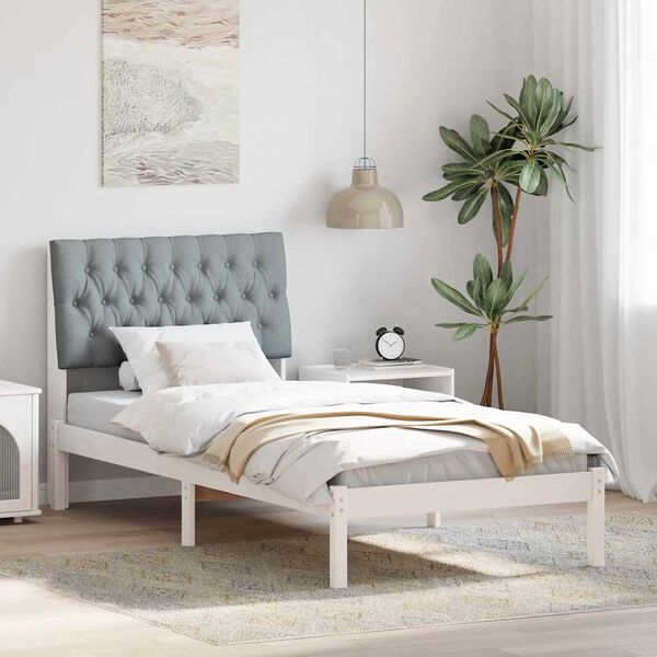 vidaXL Letto con Testiera Rivestita con testiera Bianco 90 x 200 cm