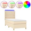 vidaXL Letto a Molle con Materasso e LED Crema 80x200 cm in Tessuto