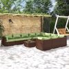 vidaXL Set Divani da Giardino 11 pz con Cuscini in Polyrattan Marrone