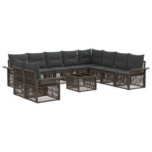 vidaXL Set Divano da Giardino 11 pcs Grigio polyrattan