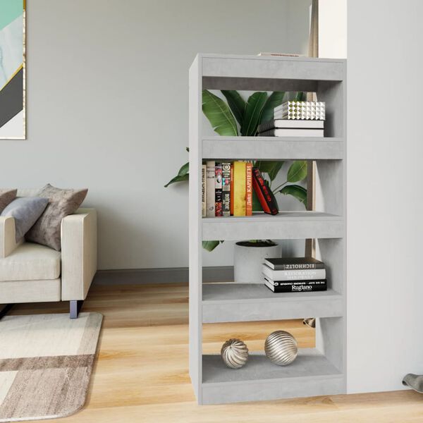 vidaXL Libreria/Divisorio Grigio Cemento 60x30x135cm Legno Multistrato