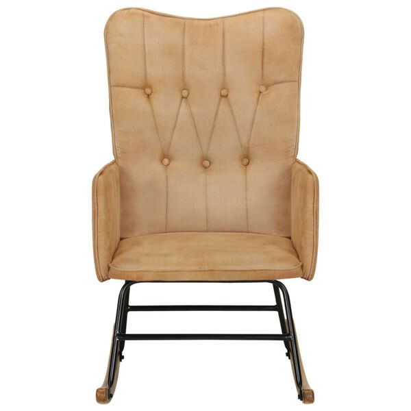 vidaXL Sedia a Dondolo Crema Vintage in Tela