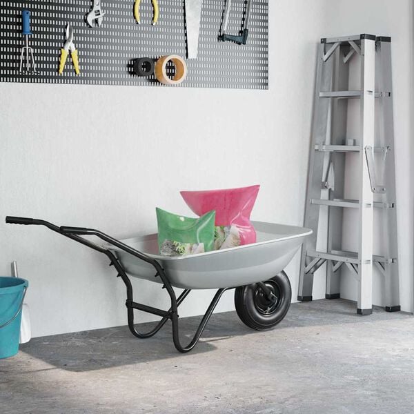 vidaXL Sostituzione Vassoio Carriola Argento 80 x 60 x 25 cm Acciaio