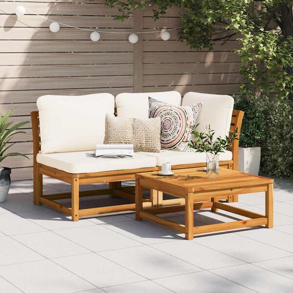 vidaXL Set Salotto da Giardino 2 pz con Cuscini Legno Massello Acacia