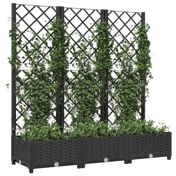 vidaXL Fioriera da giardino con traliccio nera 120x40x121,5 cm PP