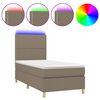 vidaXL Letto a Molle con Materasso e LED Tortora 90x190 cm in Tessuto