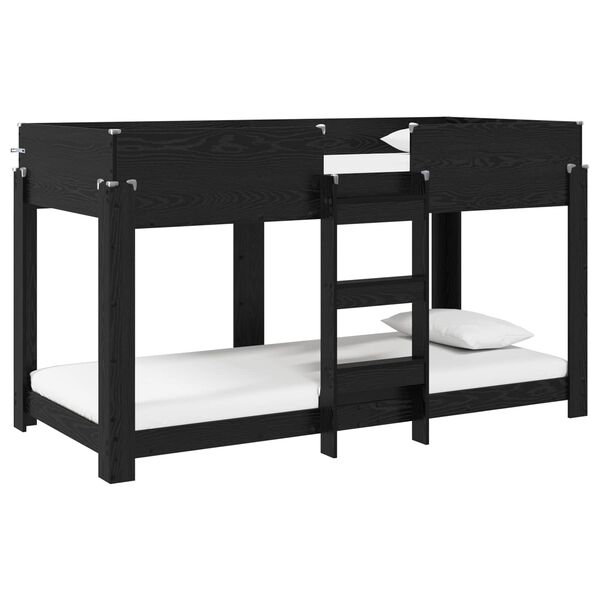 vidaXL Letto a Castello per Bambini Rovere Nero 100 x 190 cm