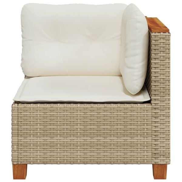 vidaXL Divano Angolare da Giardino con Cuscini Beige in Polyrattan