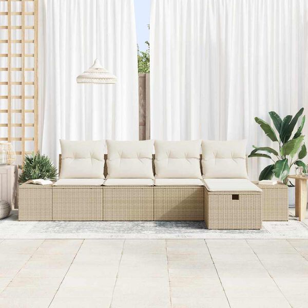 vidaXL Set di divani con cuscino 5 pcs polyrattan