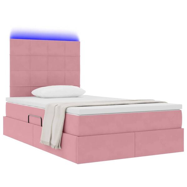 vidaXL Letto con contenitore e LED con led Rosa 120 x 200 cm Velluto