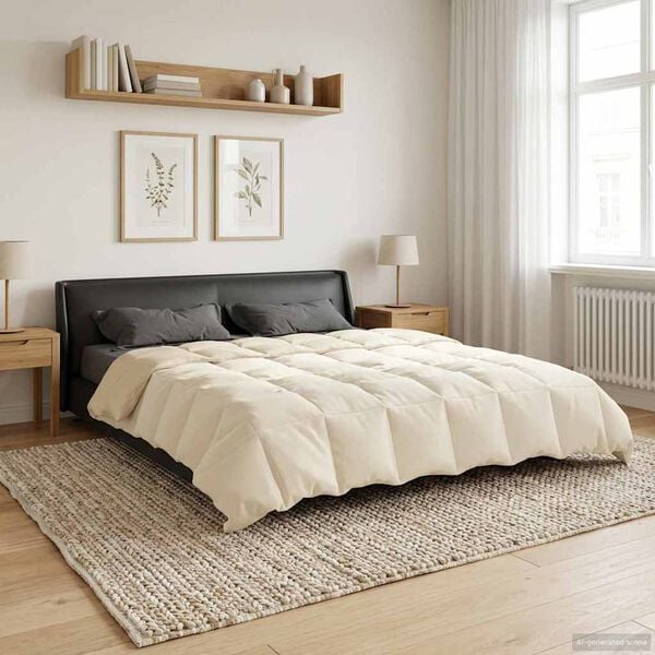 vidaXL Piumone Completo Annuale Crema 220 x 240 cm Microfibra