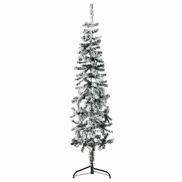 vidaXL Albero Natale Artificiale Sottile a Met&agrave; Neve Fioccata 120 cm