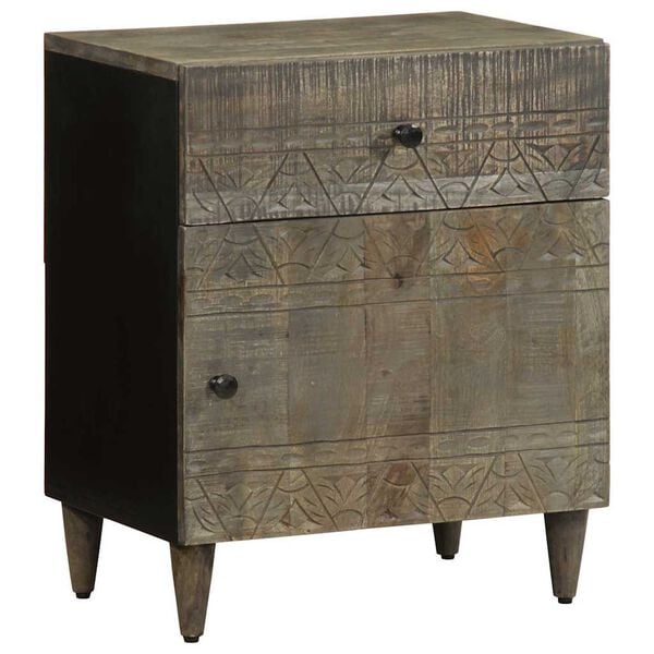 vidaXL Comodino Grigio Chiaro 50x33x60 cm in Legno Massello di Mango