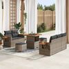 vidaXL Set Divano da Giardino con cuscino 10 pcs Grigio polyrattan