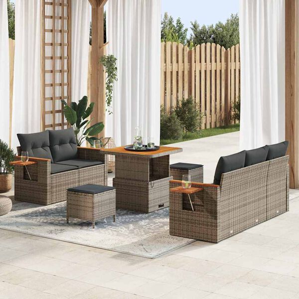 vidaXL Set Divano da Giardino con cuscino 10 pcs Grigio polyrattan
