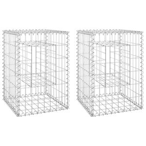 vidaXL Cesti a Gabbione a Torre 2 pz 40x40x60 cm in Ferro