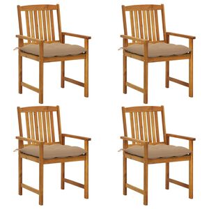 vidaXL Sedie da Giardino con Cuscini 4 pz in Massello di Acacia