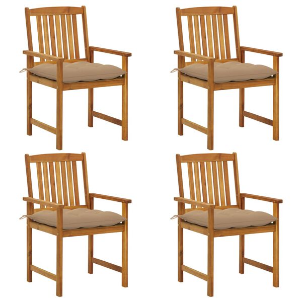 vidaXL Sedie da Giardino con Cuscini 4 pz in Massello di Acacia