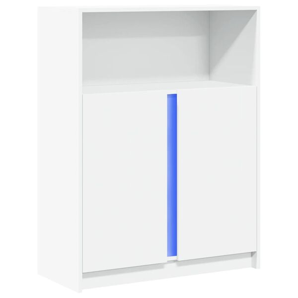 vidaXL Credenza con LED Bianca 77x34x100 cm in Legno Multistrato